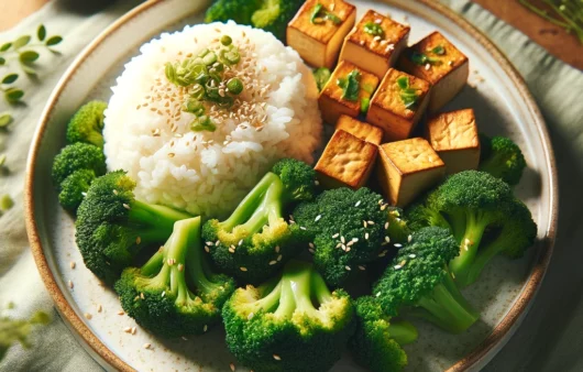 Pečené Tofu s brokolicou a ryžou
