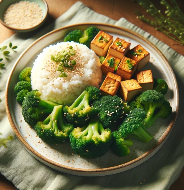 Pečené Tofu s brokolicou a ryžou