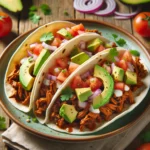Taco s Jackfruitom a avokádom so zeleninou v tortille