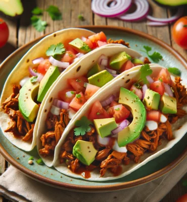Taco s Jackfruitom a avokádom so zeleninou v tortille