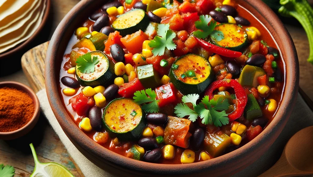 Vege mexicky guláš s cuketou, paprikou, fazuľou