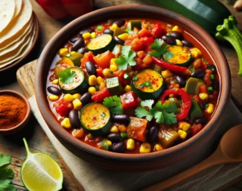 Vege mexicky guláš s cuketou, paprikou, fazuľou
