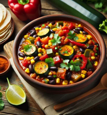 Vege mexicky guláš s cuketou, paprikou, fazuľou