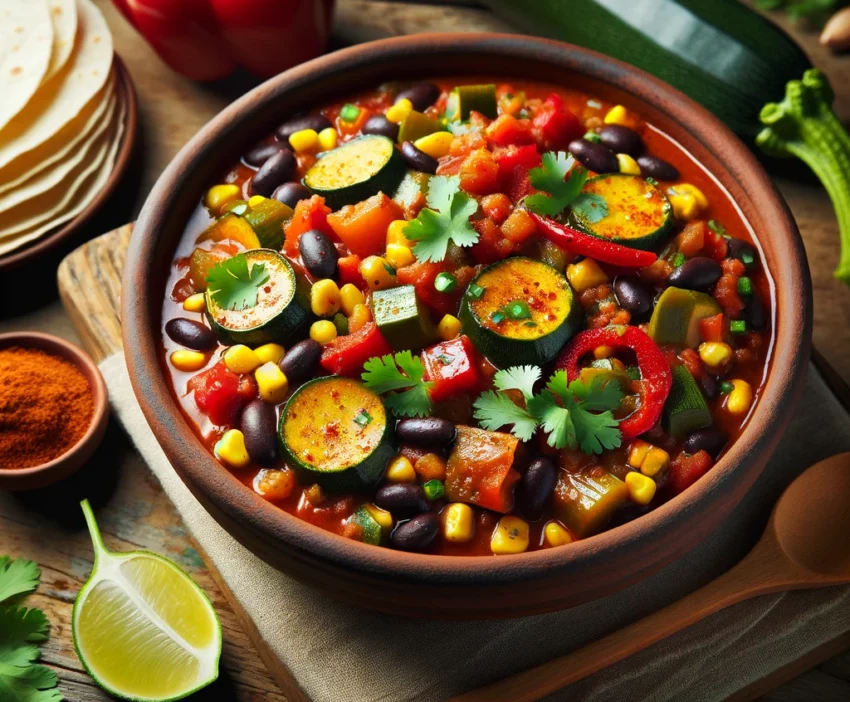 Vege mexicky guláš s cuketou, paprikou, fazuľou